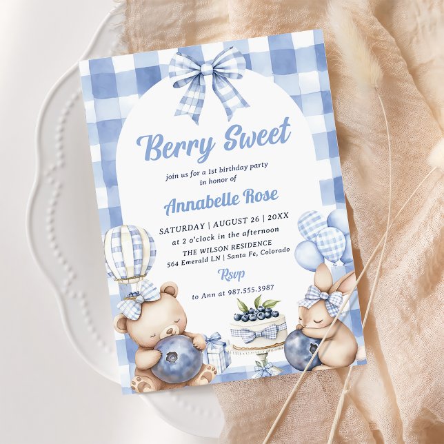 Watercolor Berry Sweet 1st Birthday Party Photo  Invitation (Creator Uploaded)