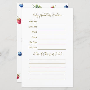 Watercolor Berry Sweet Baby Shower Guessing Game