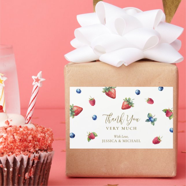 Watercolor Berry Sweet Baby Shower Thank You Sticker (Party)