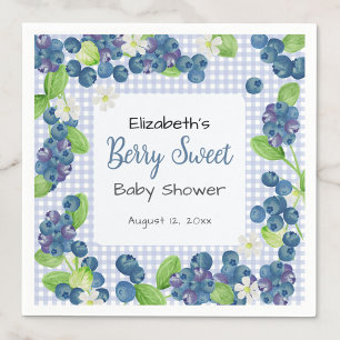 Watercolor Berry Sweet Blue Baby Shower Napkins