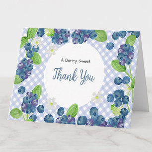 Watercolor Berry Sweet Blue Baby Shower Thank You Card