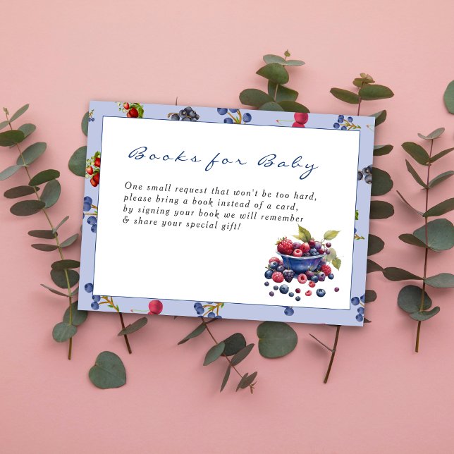 Watercolor Berry Sweet Blueberries Baby Shower  Enclosure Card (Creator Uploaded)