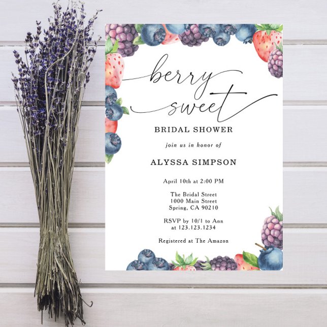 Watercolor Berry Sweet Bridal Shower  Invitation (Creator Uploaded)