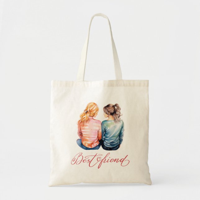 Watercolor Best Friends Tote Bag (Front)