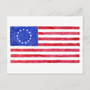 Watercolor Betsy Ross Flag Postcard
