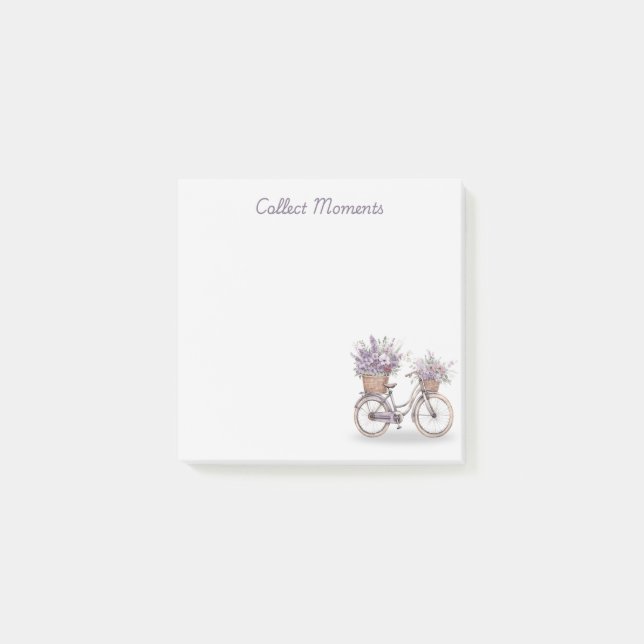 Watercolor Bicycle with Flowers – Cute Post-it Notes (Front)