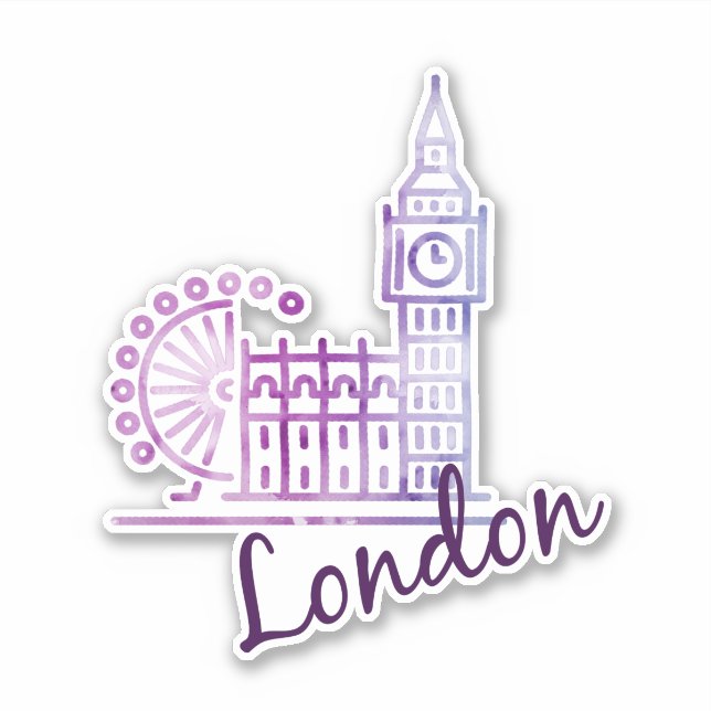 Watercolor Big Ben London Sticker – British Travel (Front)