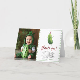 Watercolor Big Dill First Birthday Party Thank You Card