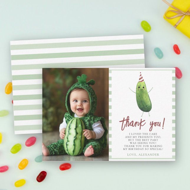 Watercolor Big Dill First Birthday Party Thank You Card (Creator Uploaded)