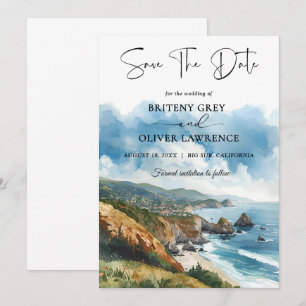 Watercolor Big Sur California Coast Wedding Save The Date