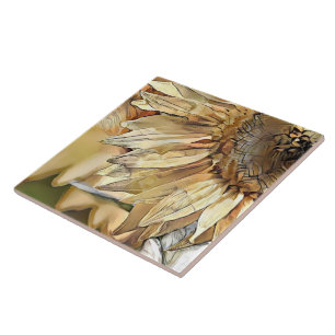 Watercolor Big Yellow Sunflower Elegant Collection Tile