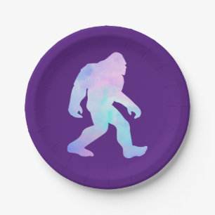 Watercolor Bigfoot    Paper Plate