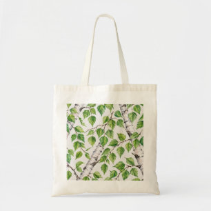Watercolor Birch Tree Branches Botanical Pattern Tote Bag