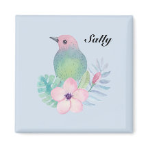 Watercolor Bird and Flower