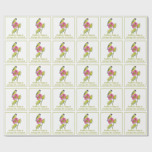 Watercolor Bird and Flower Wrapping Paper