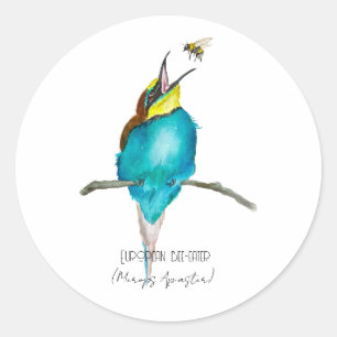 Watercolor bird (European bee-eater) Classic Round Sticker
