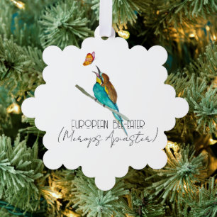 Watercolor bird (European bee-eater) Ornament Card