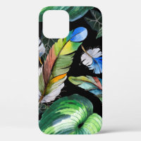 Watercolor bird feather pattern from wing. Aquarel
