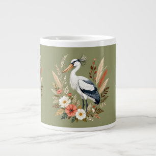 Watercolor bird large coffee mug