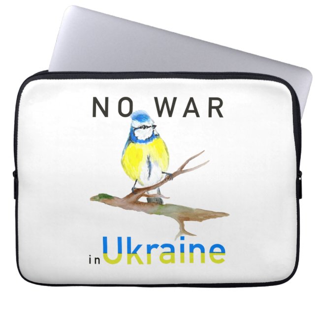 Watercolor bird No war in Ukraine Laptop Sleeve (Front)