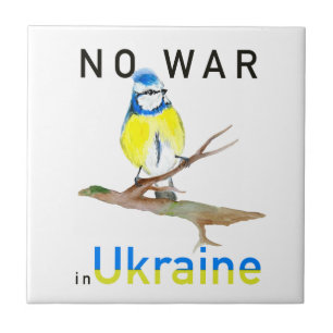 Watercolor bird No war in Ukraine Square Paper Coa Tile