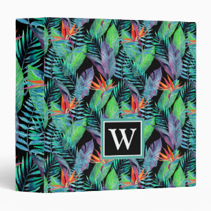 Watercolor Bird Of Paradise   Add Your Initial Binder