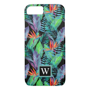 Watercolor Bird Of Paradise Add Your Initial iPhone 8/7 Case
