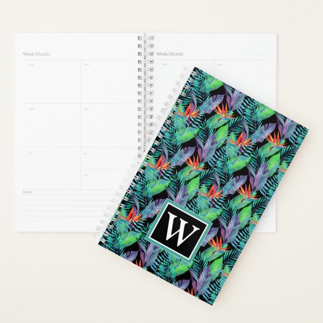Watercolor Bird Of Paradise | Add Your Initial Planner (Display)