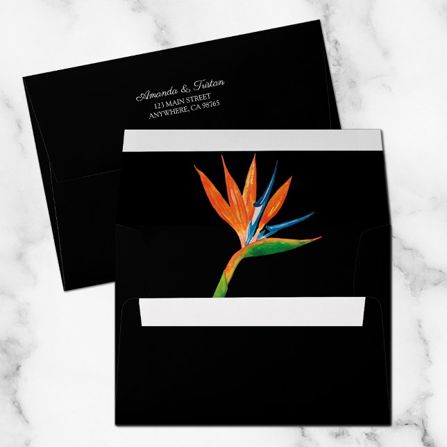 Watercolor Bird of Paradise Black Envelope (Creator Uploaded)