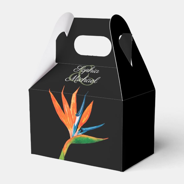 Watercolor Bird of Paradise Favor Box (Front Side)