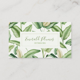 Watercolor Bird of Paradise Leaves Business Card