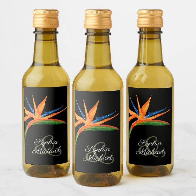 Watercolor Bird of Paradise Mini  Wine Label (Bottles)