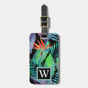 Watercolor Bird Of Paradise   Monogram Luggage Tag