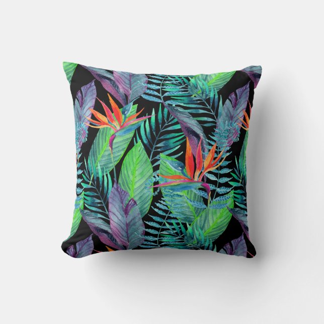 Watercolor Bird Of Paradise Throw Pillow (Front)