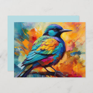 Watercolor Bird on a Branch Greeting Card