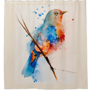 Watercolor Bird Painting Canvas Wall Art Blue Bird