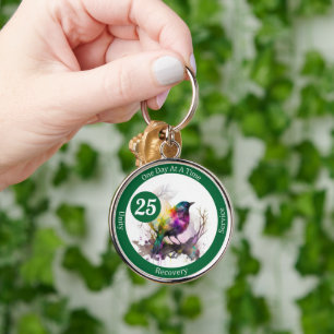 Watercolor Bird Recovery Milestone Gift Keychain