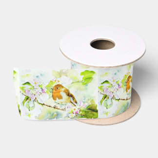 Watercolor Bird Satin Ribbon