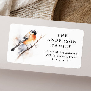 Watercolor bird white return address label