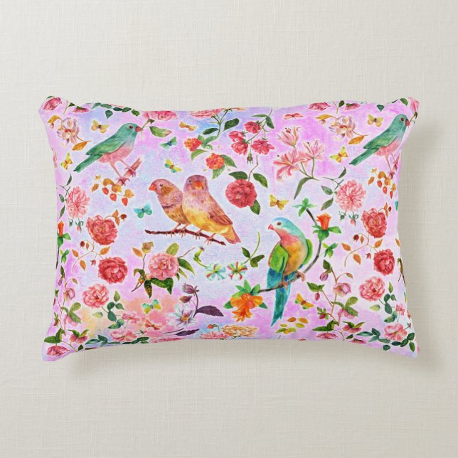 Watercolor Birds Accent Pillow (Front)