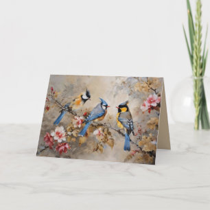Watercolor Birds and Floral Blank Customizable Card