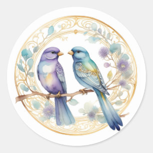 Watercolor Birds Classic Round Sticker