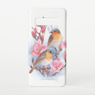 Watercolor Birds In Magnolia Tree With Name Samsung Galaxy Case