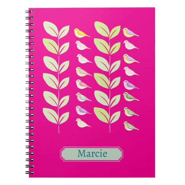 Watercolor Birds & Leaves Notebook (Front)