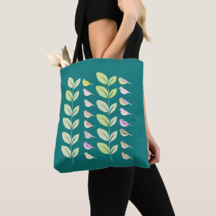 Watercolor Birds & Leaves Tote Bag