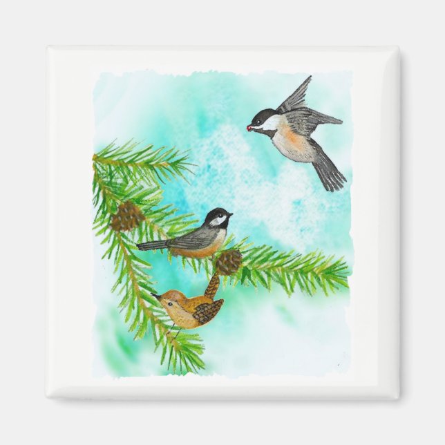 Watercolor Birds Magnet (Front)