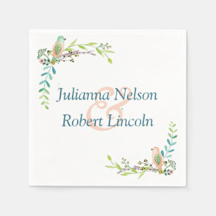 Watercolor birds  napkins