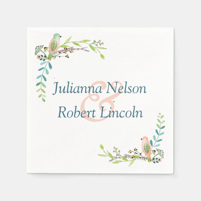 Watercolor birds  napkins (Front)