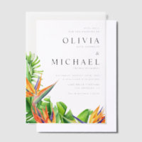 Watercolor Birds of Paradise Tropical Wedding
