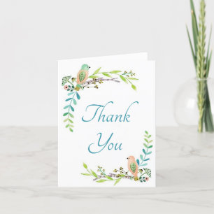Watercolor birds thank you card